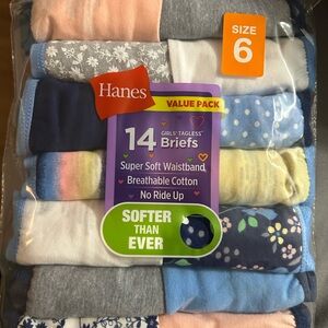 Hanes Girls' Tagless Briefs 14-Pack - Assorted Colors